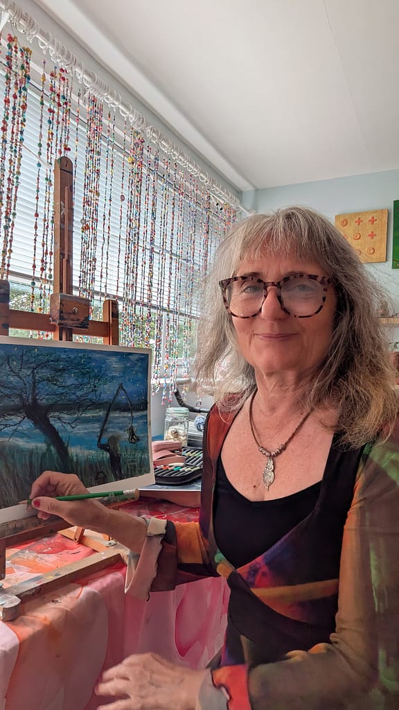 laura in her "art cave studio"